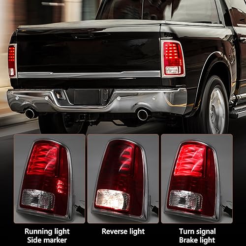 Miniatura 9 de FIONE Para Dodge Ram 1500 Conjunto de luces traseras 2013-2018, Ram 2500 y 3500 luz trasera 2014-2018 nueva actualización LED luz trasera con