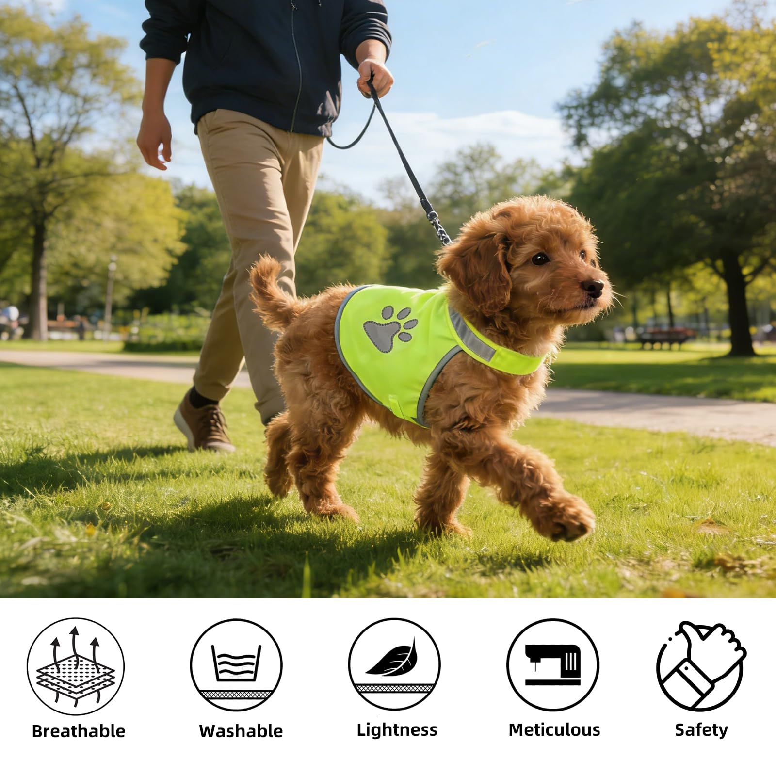2 Pièces Gilet de Sécurité Réfléchissant pour Chien, Gilet Jaune Ajustable Chien, Haute Visibilité Veste Réfléchissant Vest de Sécurité Veste d'animal de Compagnie pour Jour et de Nuit (S)