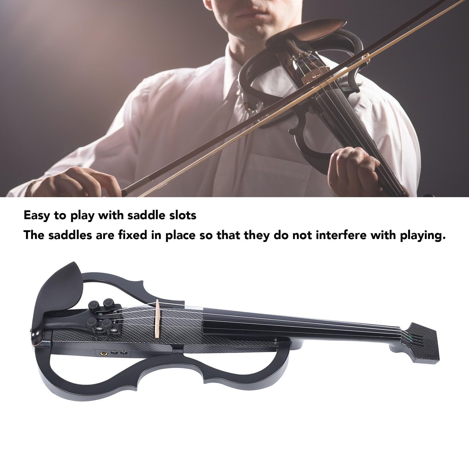 Generic Violino Elettrico Professionale in Fibra di Carbonio Silenzioso con Dimensioni 4/4 per Adulti e Adolescenti (Tipo 2)