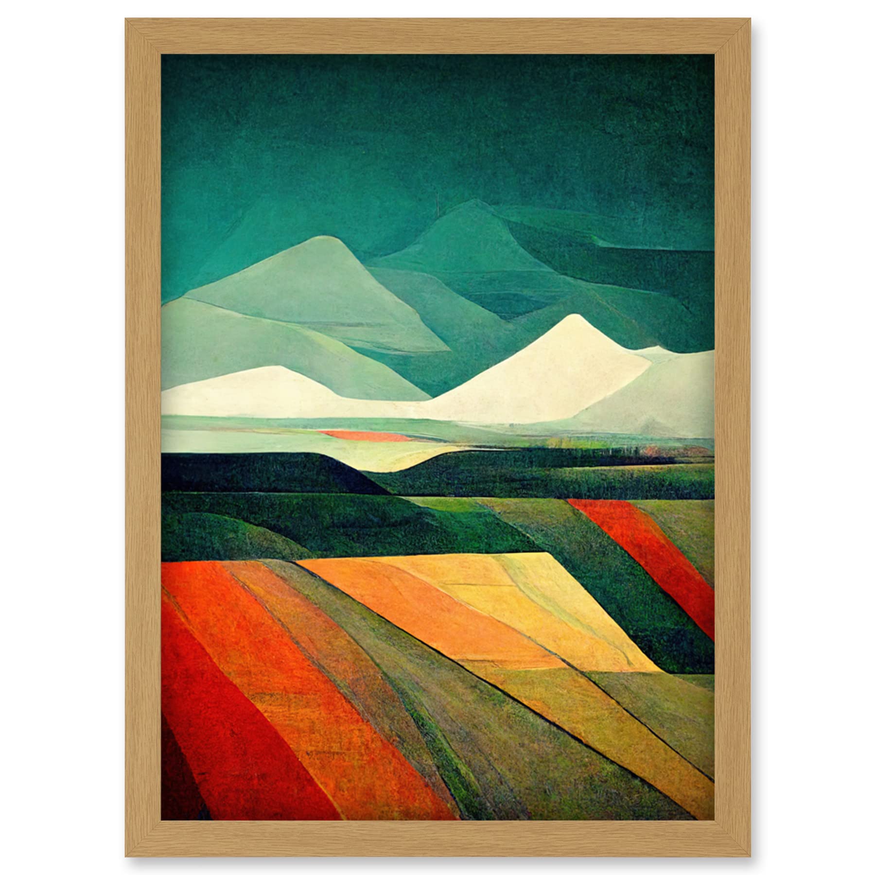 Doppelganger33 LTD Modern Semi-Abstract Colourful Landscape Artwork Framed Wall Art Print A4