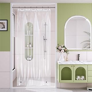AmazerBath Stall Shower Curtain Liner, 36x78 Clear Shower Curtain Liner, Long Waterproof Plastic Shower Liner, Lightweight PEVA Shower Curtain with 2 Magnets and 6 Rustproof Metal Grommets