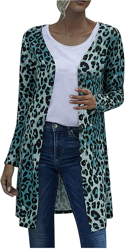 leopard print cardigan amazon