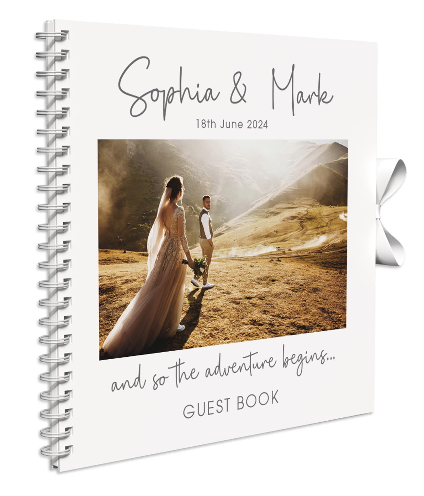 Star Online White Personalised Photo Wedding Guest Book Keepsakes,Signature Scrapbook, Photo Album Wedding Couple - 20Cm X 20 Cm - 50 Sheets (The Adventure Begins, )