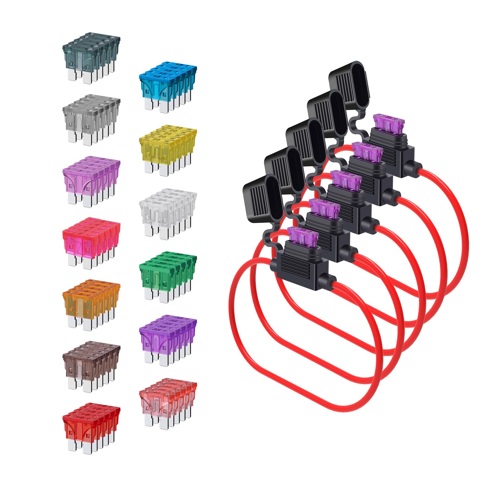 Kit Porta-Fusíveis ATC/ATO 12 AWG Com 65 Fusíveis - 10 Unidades à Prova D'água Para Carro