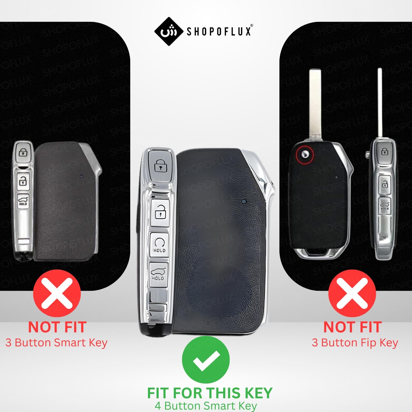 SHOPOFLUX TPU Key Cover Compatible with Kia Seltos 2024 2023 Facelift HTX | Carens Clavis X Line | Sonet Facelift 4 Button Smart Key (Black)