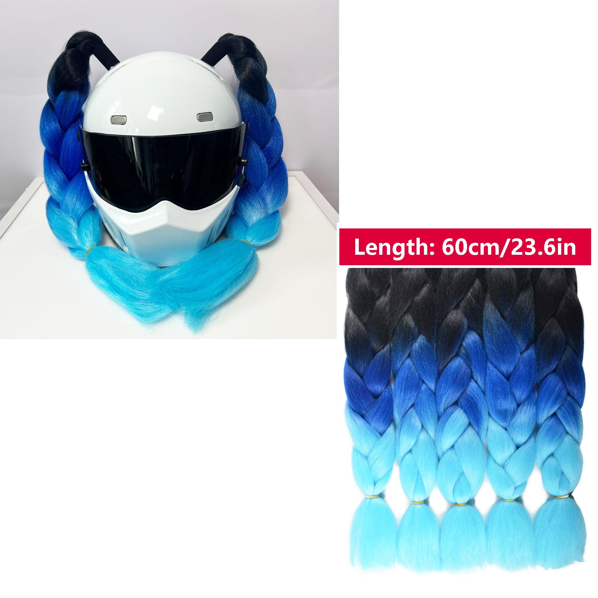 Hayaww Trenzas Para Casco De Moto – Cola De Caballo Con Ventosa De 60cm – Adorno Personalizado Para Casco De Motocicleta, Bicicleta, Esquí O Motocross (Naranja+Amarillo+Azul+Rosa)