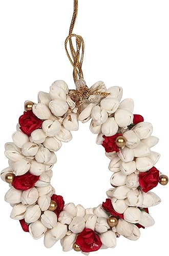 Miniatura 5 de ACCESORIO PARA EL CABELLO FLORAL INDIA BOLLYWOOD FLORES DE CABELLO FLORES INDIA TRADICIONAL GAJRA HECHO DE FLORES DE JASMINA, Rojo -