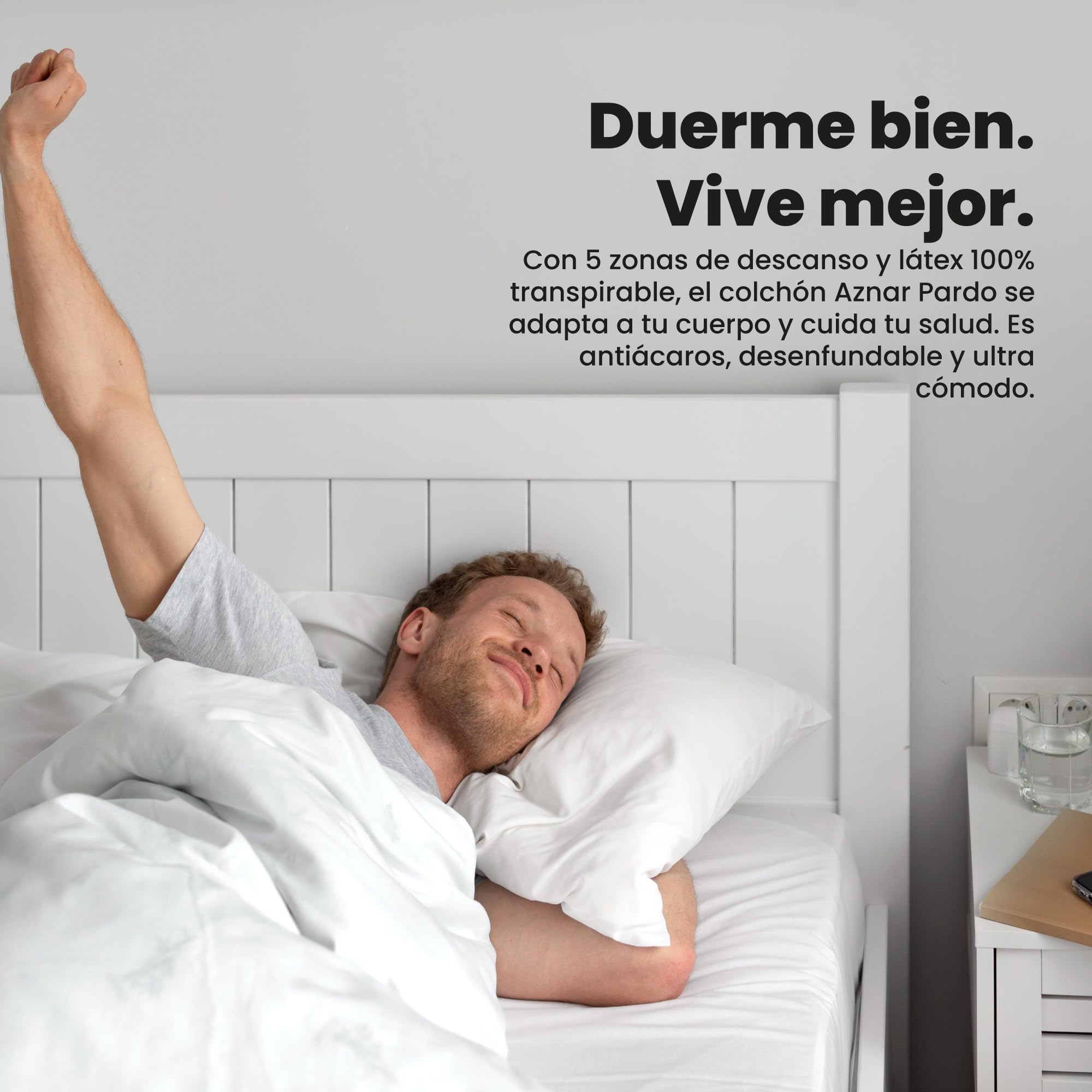 Colchón de látex 100% Pardo Alcor 22 cm suave y agradable - 105x190 cm