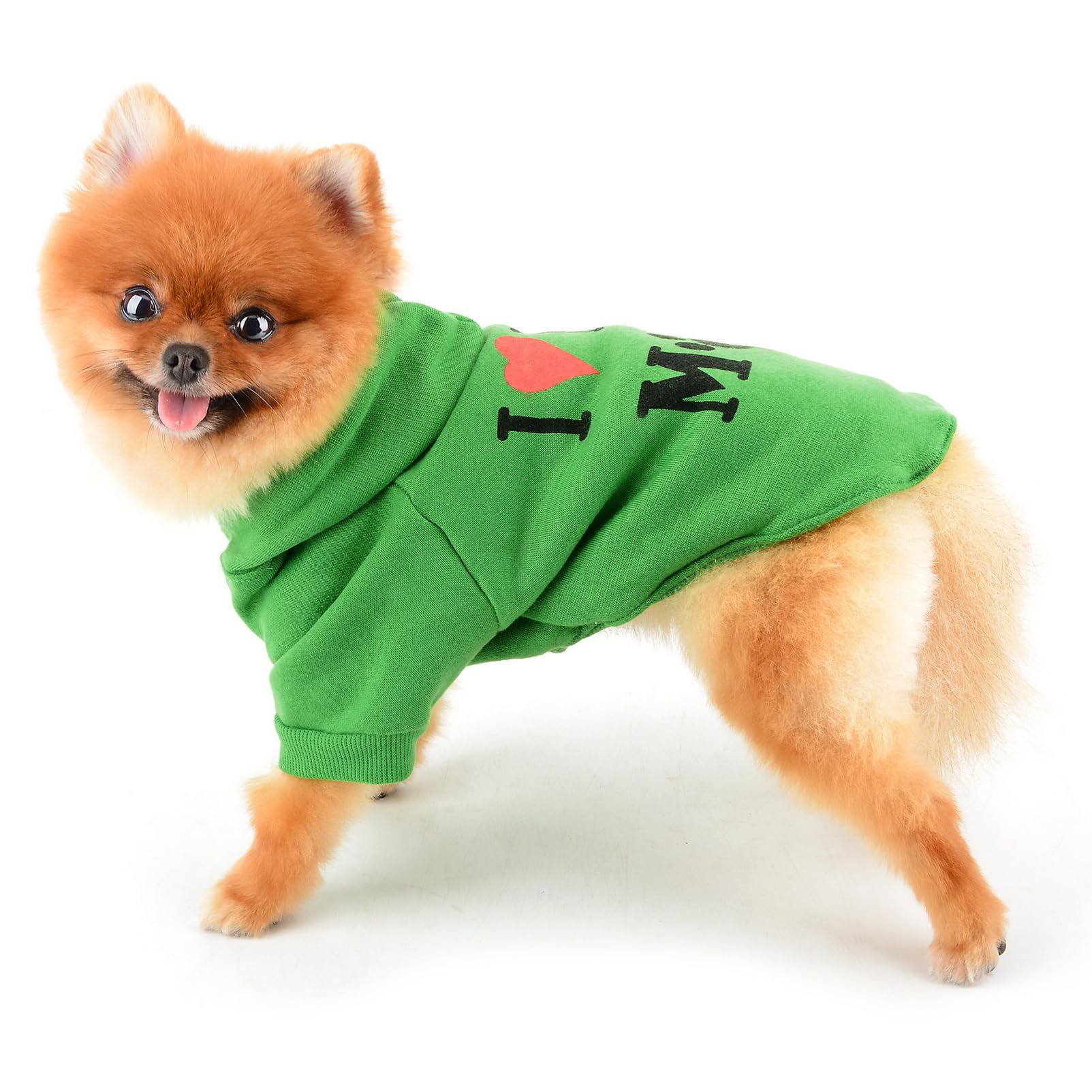 SMALLLEE_LUCKY_STORE Dog Hoodie for Small Dog Pet Pullover Sweatshirt with Letter I Love My Mom and Leash Hole - Image 3