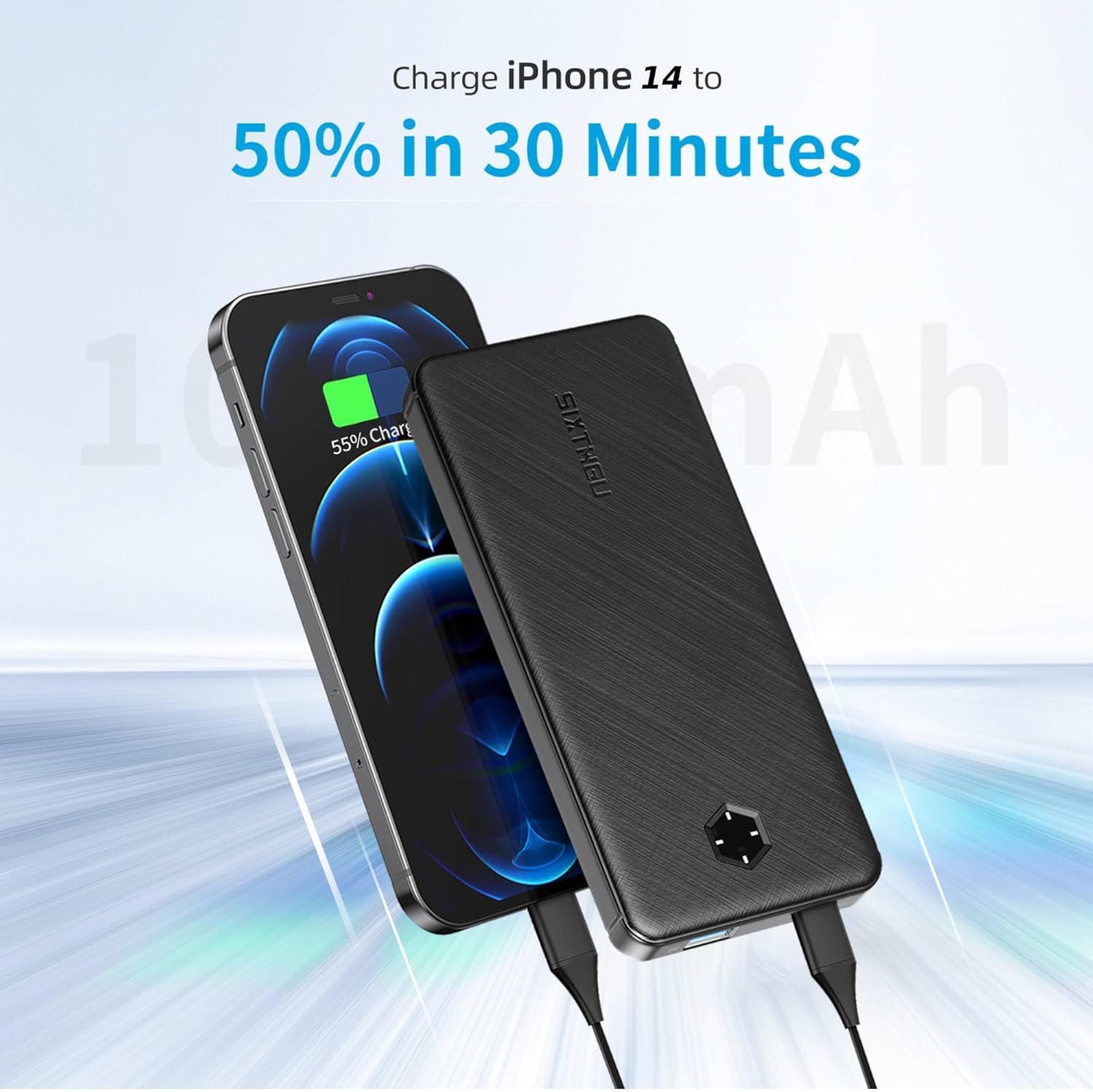 SIXTHGU Portable Charger, Slim 10000mAh PD 20W Power Bank, USB C in&Out Fast Charging Battery Pack, External Phone Powerbank Compatible with iPhone 16 15 14 13 Samsung S22 S21 Google iPad etc - 3