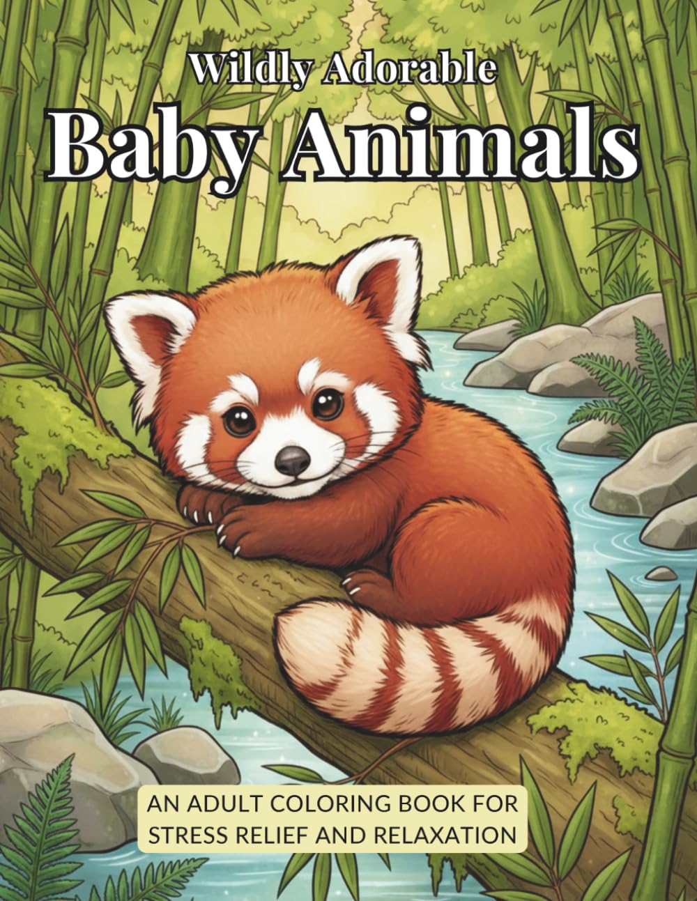 Wildly Adorable Baby Animals - An Adult Coloring Book for Stress Relief and Relaxation: 50 Realistic Illustrations for Mindfulness and Creative Escape ... Wildlife Art Collection for Teens and Adults