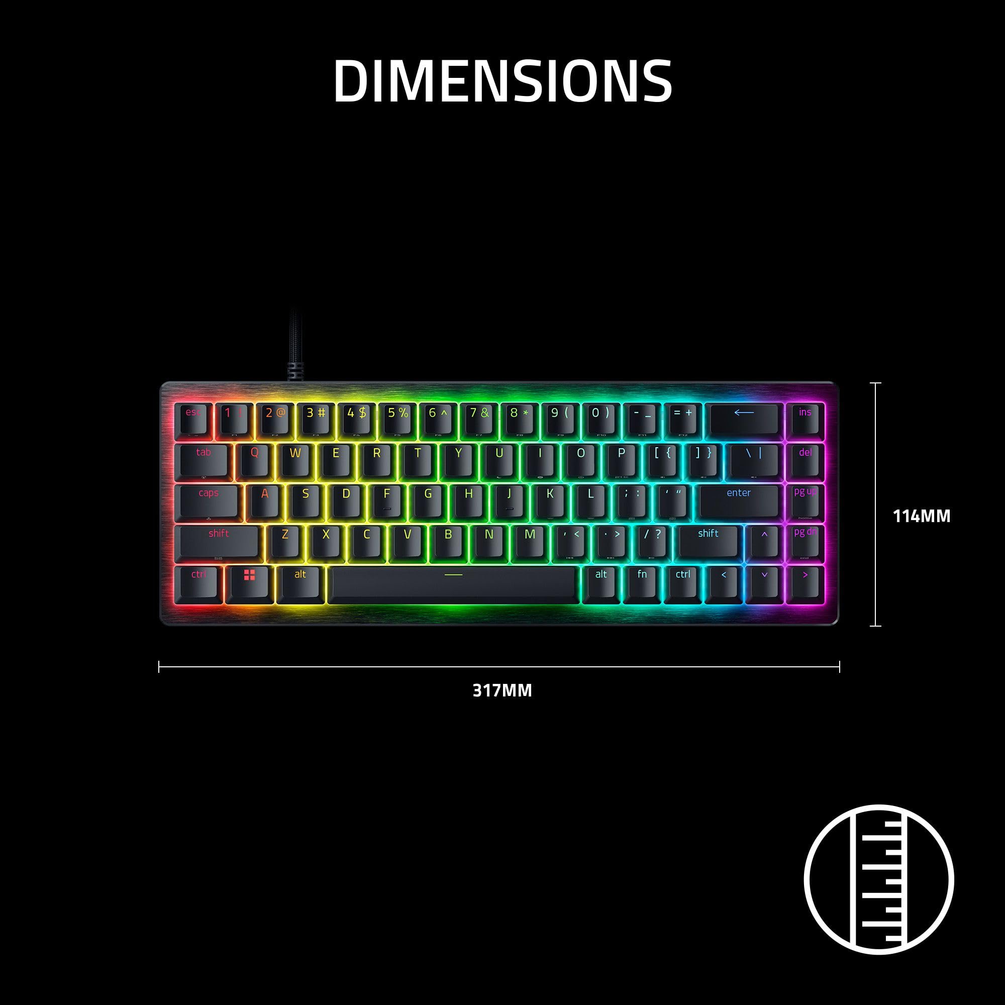 Razer Huntsman V3 HE Magnetic Mini 65% 8KHz - klawiatura do e-sportu z przełącznikami Hall-Effect - Snap Tap - HyperPolling 8000 Hz - priorytet podwójnego naciśnięcia klawisza - PC | QWERTY US