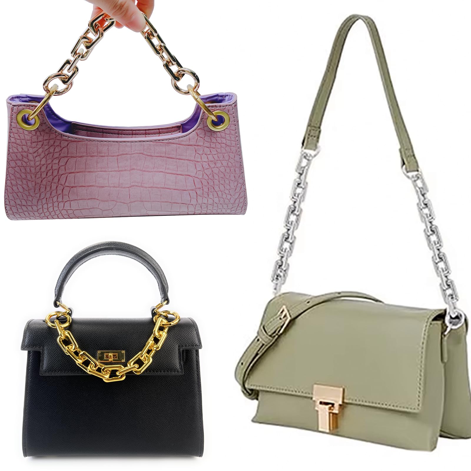 Amazon.com: VersaKits Heavy Chunky Link Chain Strap Purse Handbag