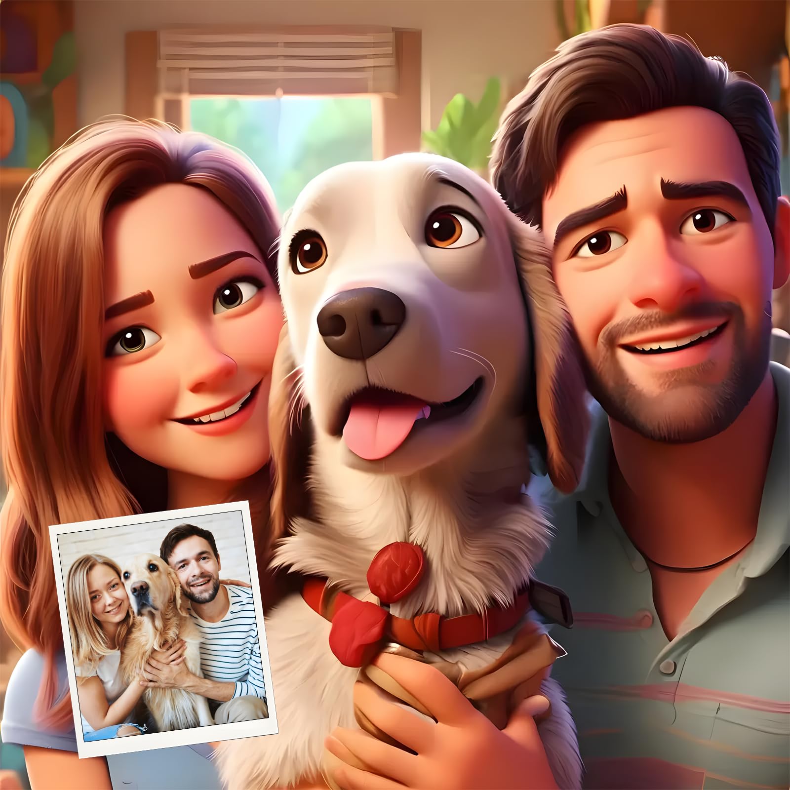 GLOOLVEEG Personalized Pixar Style Portrait, Personalized Cartoon Style 3D Poster, Custom Caricature Picture no Frame for Couple, Family, Anniversary