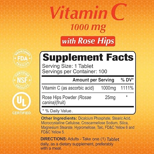 Miniatura 4 de ALFA VITAMINS Vitamina C con rosa HIPS con 1000 mg de vitamina C por porción, antioxidante e inmune apoyo + apoya la salud de la piel y las