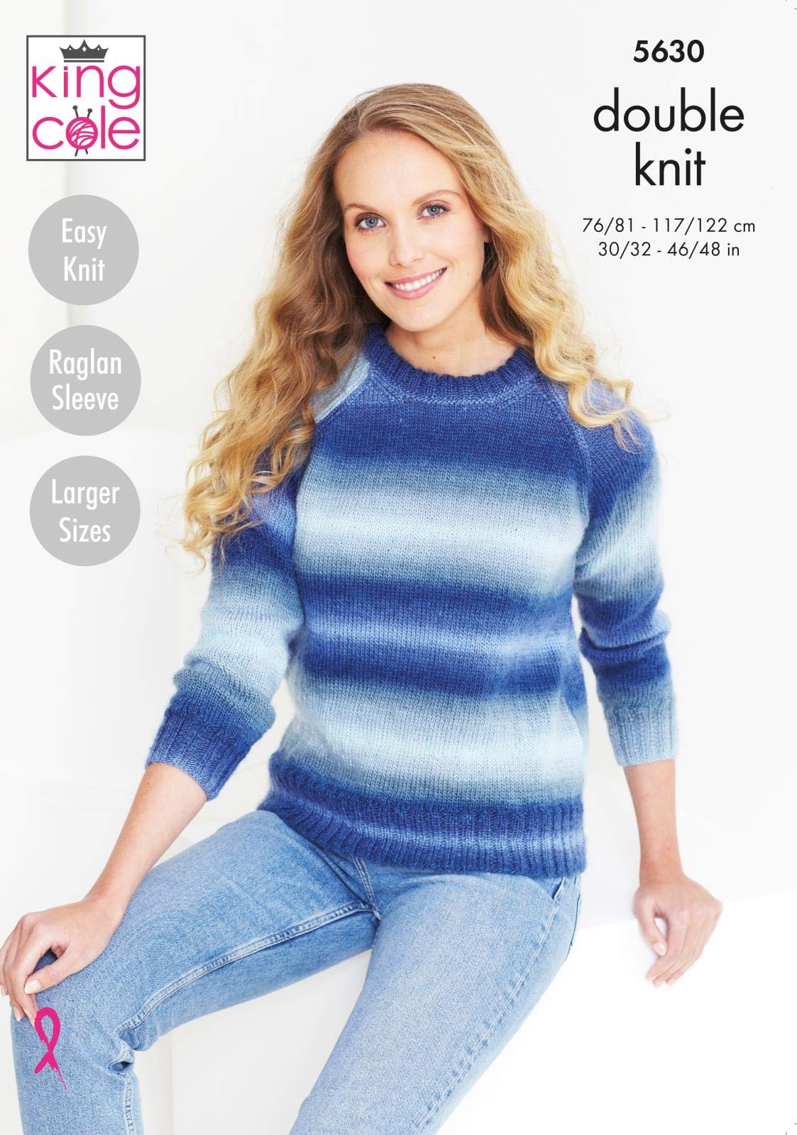 King Cole 5630 Knitting Pattern Womens Sweater Hat Scarf and Wristwarmers in Riot DK Multicolor