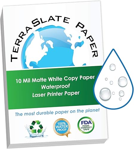 TerraSlate Paper 10 MIL 8.5" x 14" Impresora láserpapel de copia impermeable, 250 hojas (10 x 250)