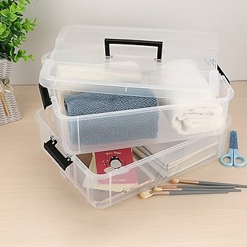 Amazon.com - JUXYES 2-Tiers Stack Carry Storage Box With