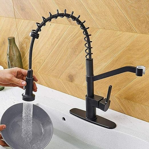 Kitchen Sink Taps Pull Down Sprayer One Hole or 3-Hole Tap for Farmhouse