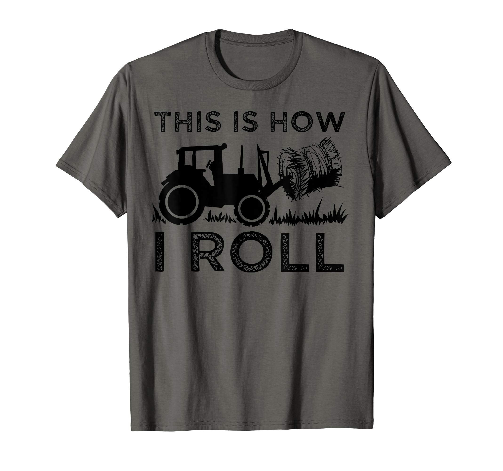 Funny Hay Bale How I Roll Gift Cool Farmer Tractor Driver T-Shirt Small