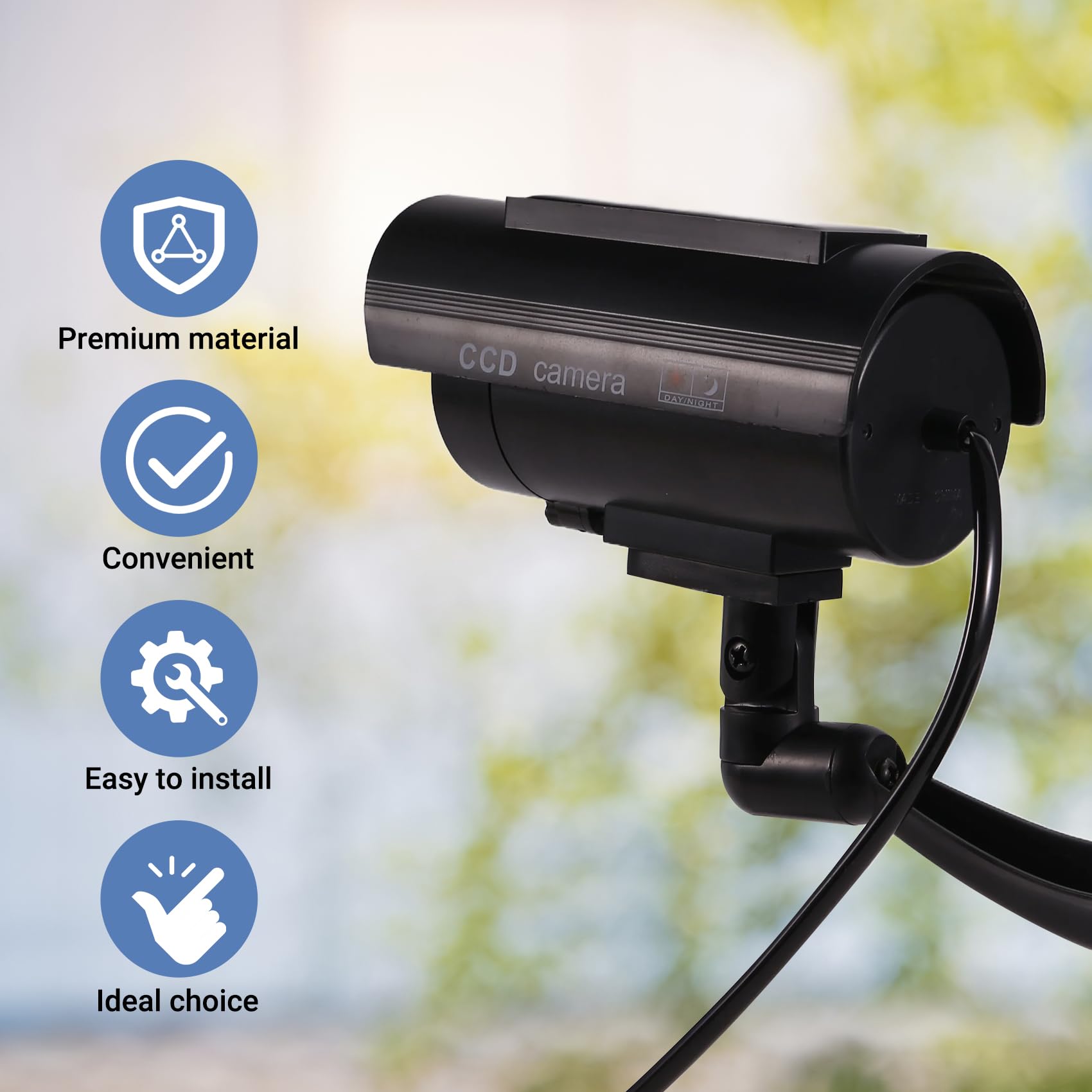 4X Caméra Solaire de Simulation de Surveillance Extérieure, Fausse Caméra Factice avec Lumière LED Noire