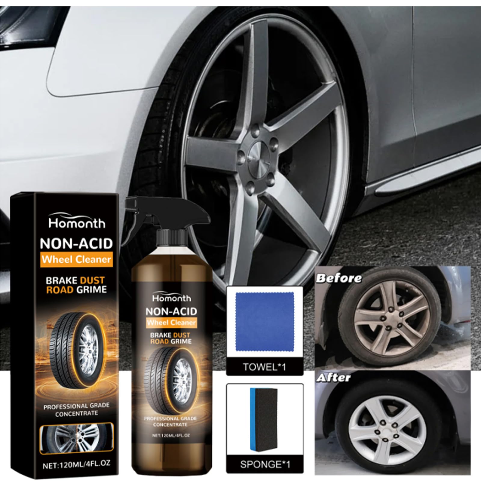 Wheelblaze Wheel Cleaner Wheelblaze, Versatile and Powerful Rust Converter Tire Cleaner Spray, Turn Filthy Wheels Into Instant Shine and Lasting Protection (2pcs)