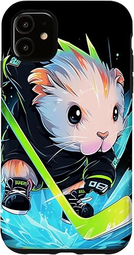 Miniatura 10 de iPhone 12 mini Guinea Pig Ice Hockey Player Hockey Stick Goalie Case