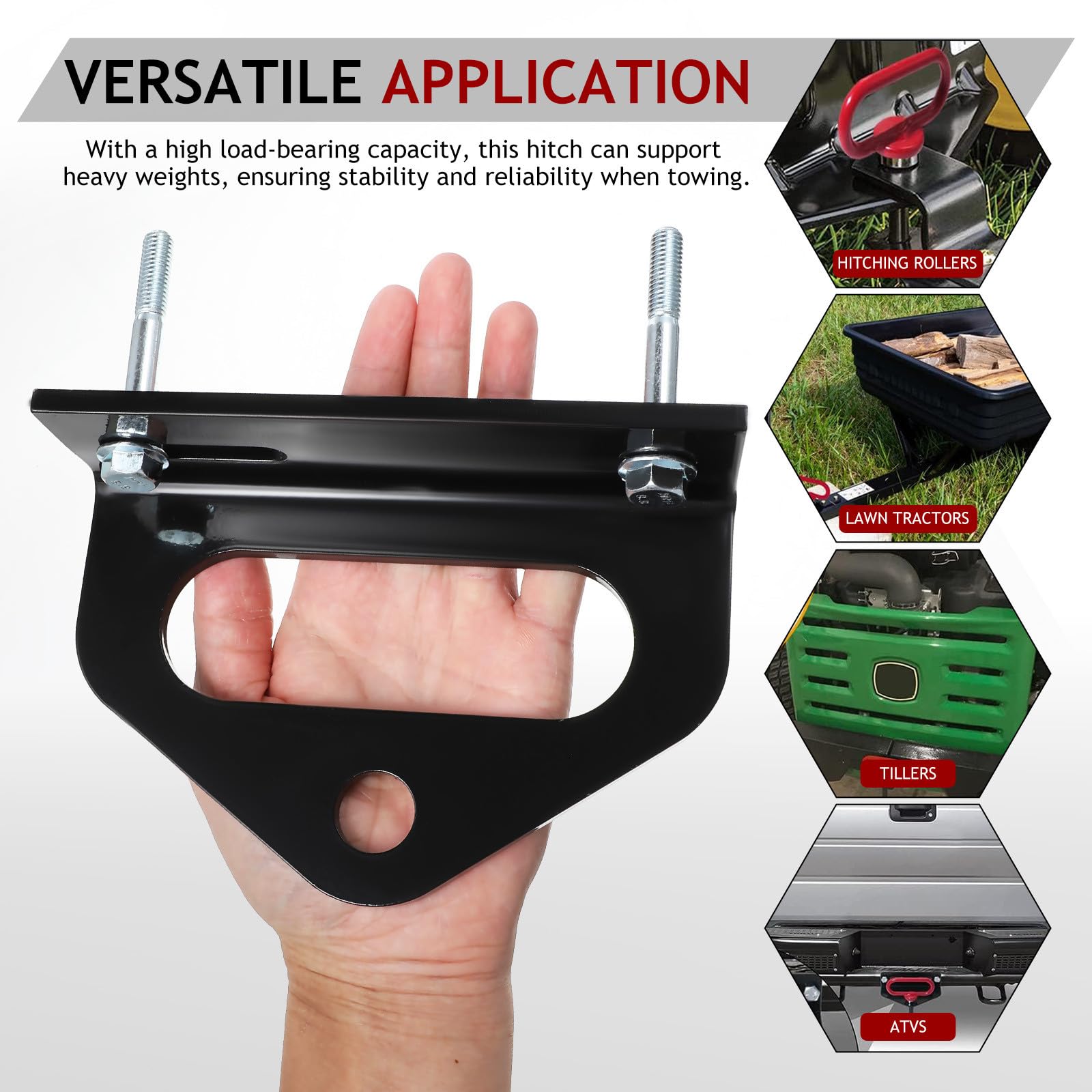 Yardwe Enganche Metálico para Cortacésped Negro Kit de Enganche de Cero Resistente Intemperie Accesorio de Remolque de Tamaño Reducido para Uso en Cortadoras y Tractores