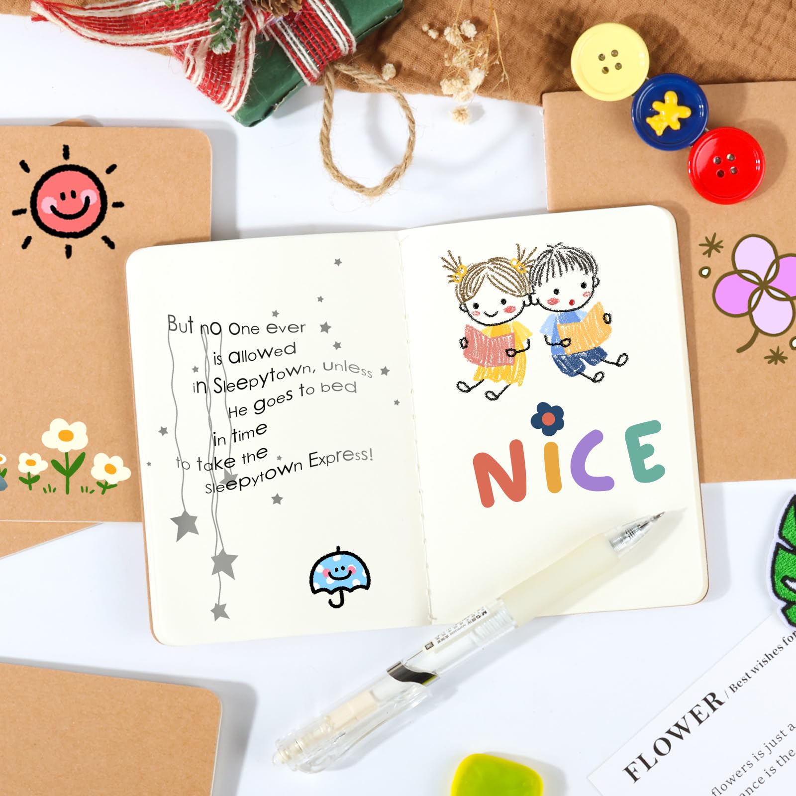 CoZyden Lot de 64 mini carnets de notes en vrac de 8,6 x 12,7 cm en papier vierge pour enfants, 30 feuilles/60 pages Marron