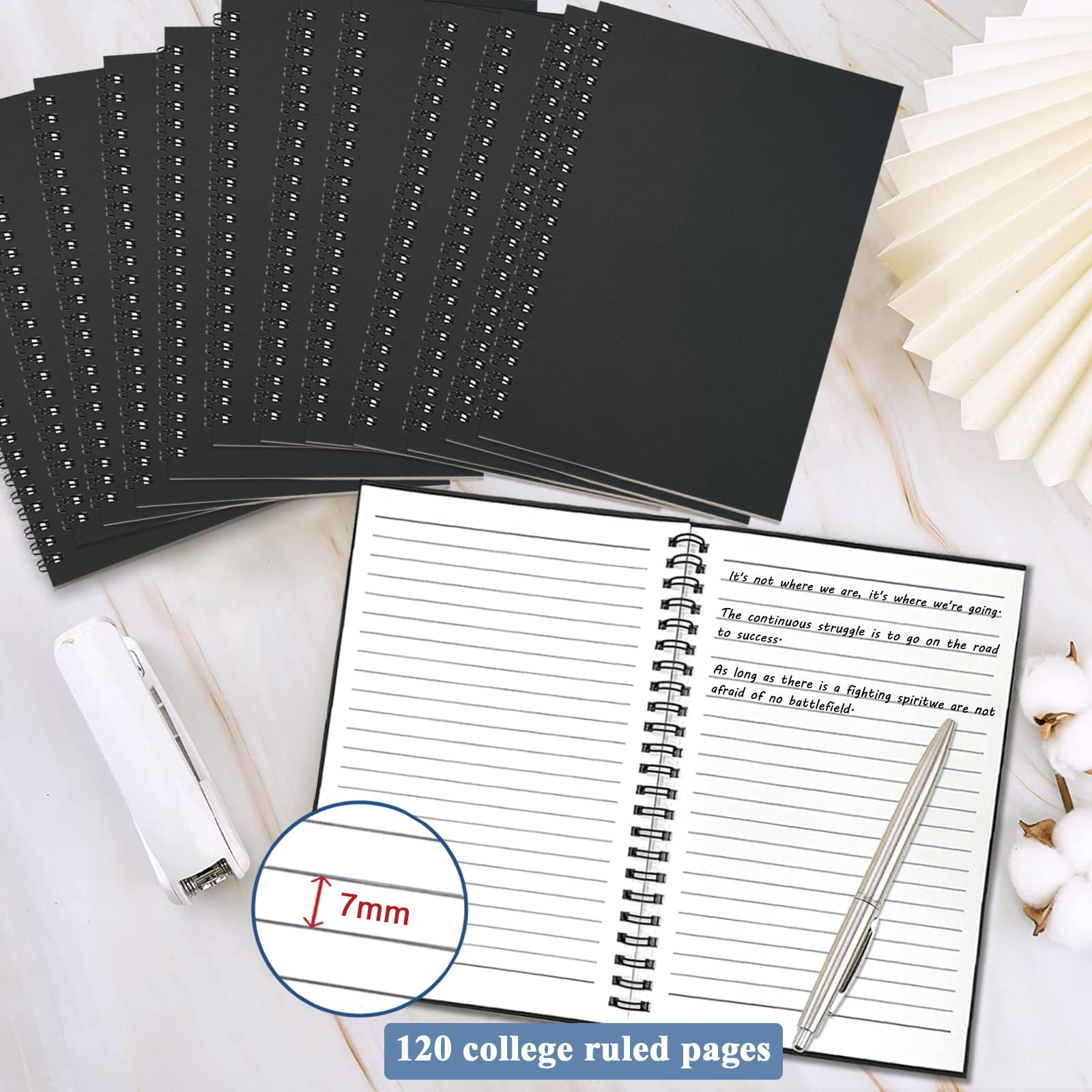 GINMLYDA Piccolo taccuino a spirale A5, confezione da 120 pagine a righe, 21 x 14 cm, colore nero, copertina in carta kraft, quaderni e blocchi per appunti per scuola, casa, ufficio, schizzi estetici