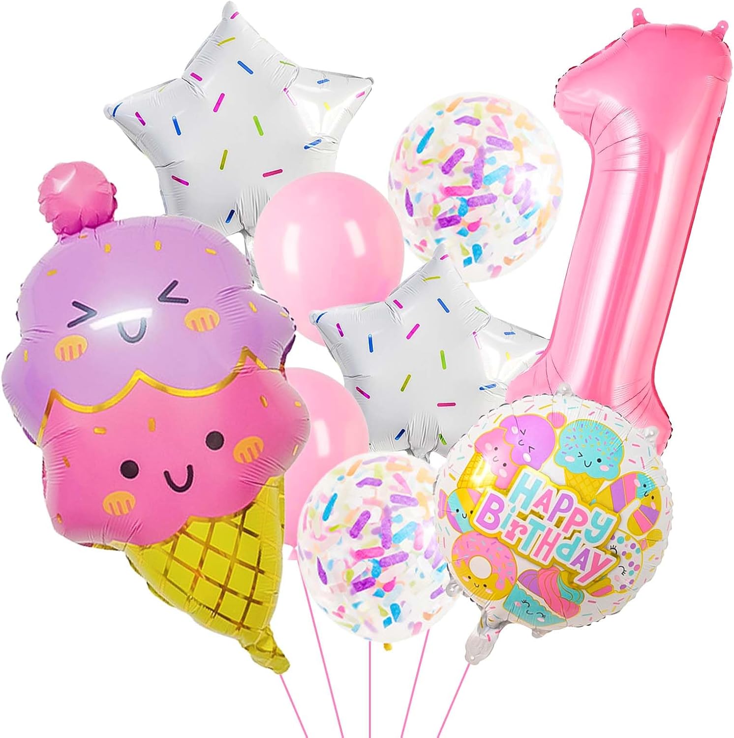 Pink Ice Cream Balloons, First Birthday Balloons, Sweet One Birthday Party Decorations, Ice Cream Balloon for Girls Birthday Party Decoration (1)