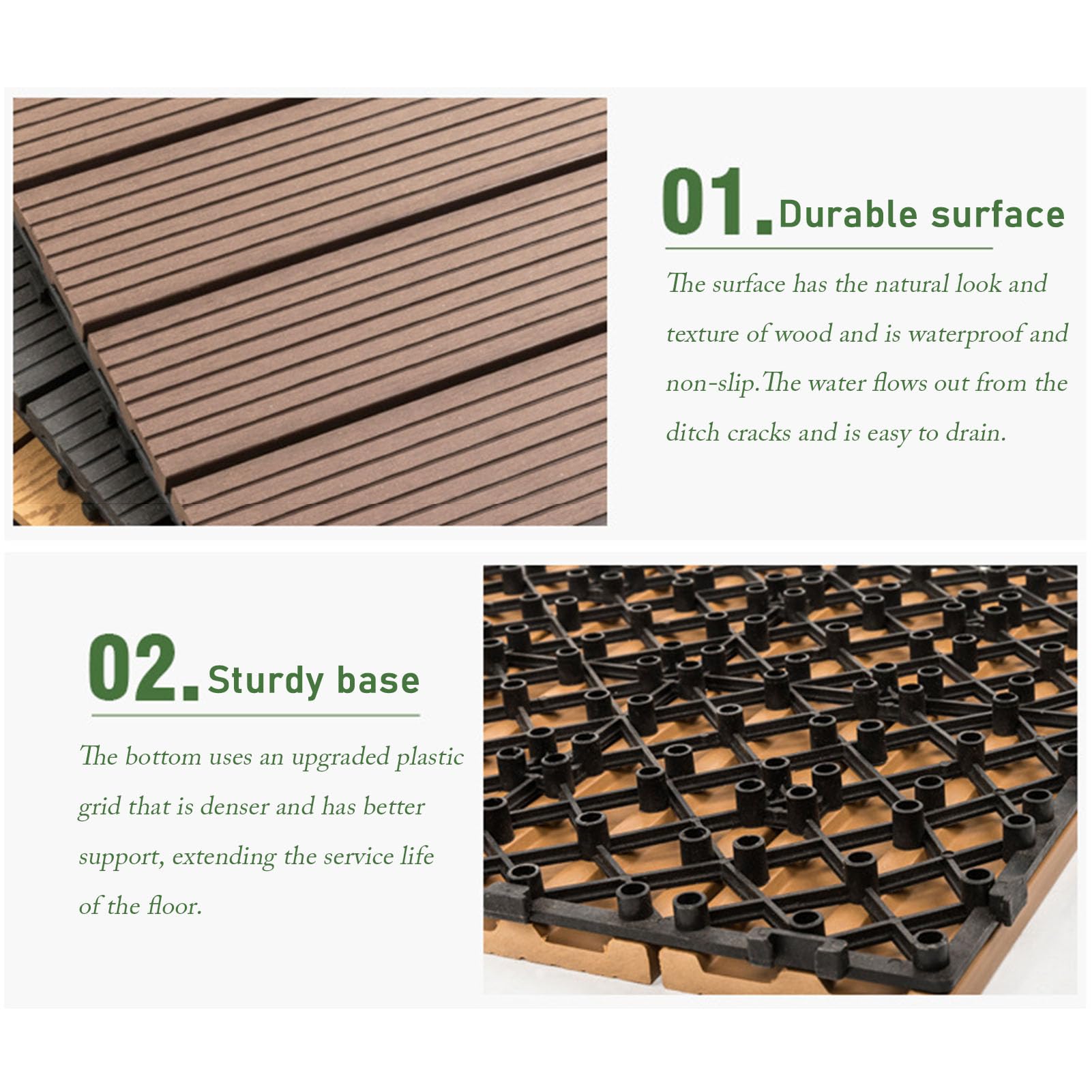 EPANO LXXW Pavimento WPC Incastro 12 Piastrelle for terrazza ad Incastro for Esterni, Impermeabili, a Scatto, for Patio, Balcone, Giardino, terrazza per Giardino, Patio, Terrazza, Balcone(C-Wood)