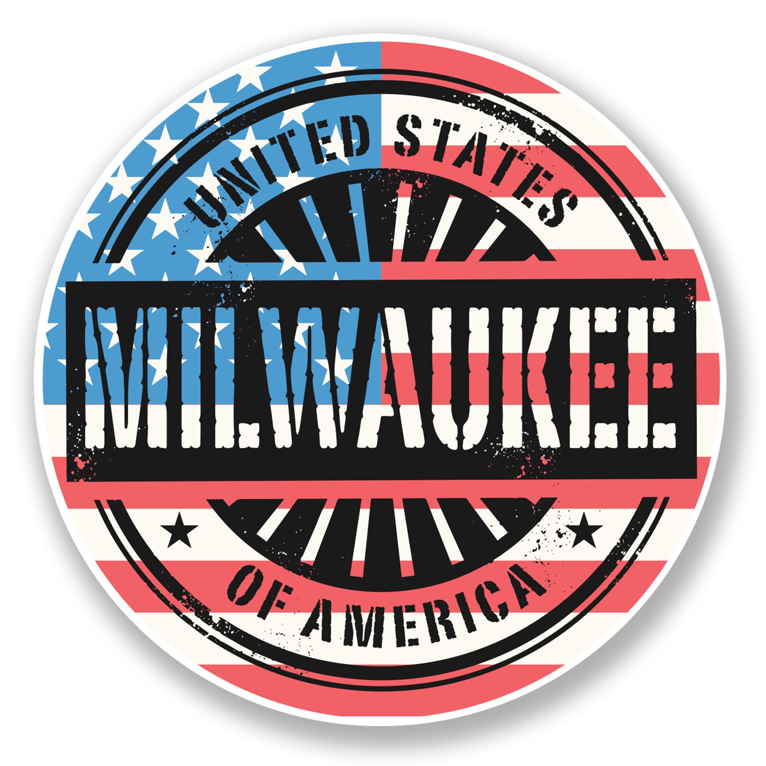 Destinationvinyl Multi 2 X 10Cm Milwaukee Usa Vinyl Sticker Travel Luggage Tag Laptop Car #6744 (10Cm X 10Cm)