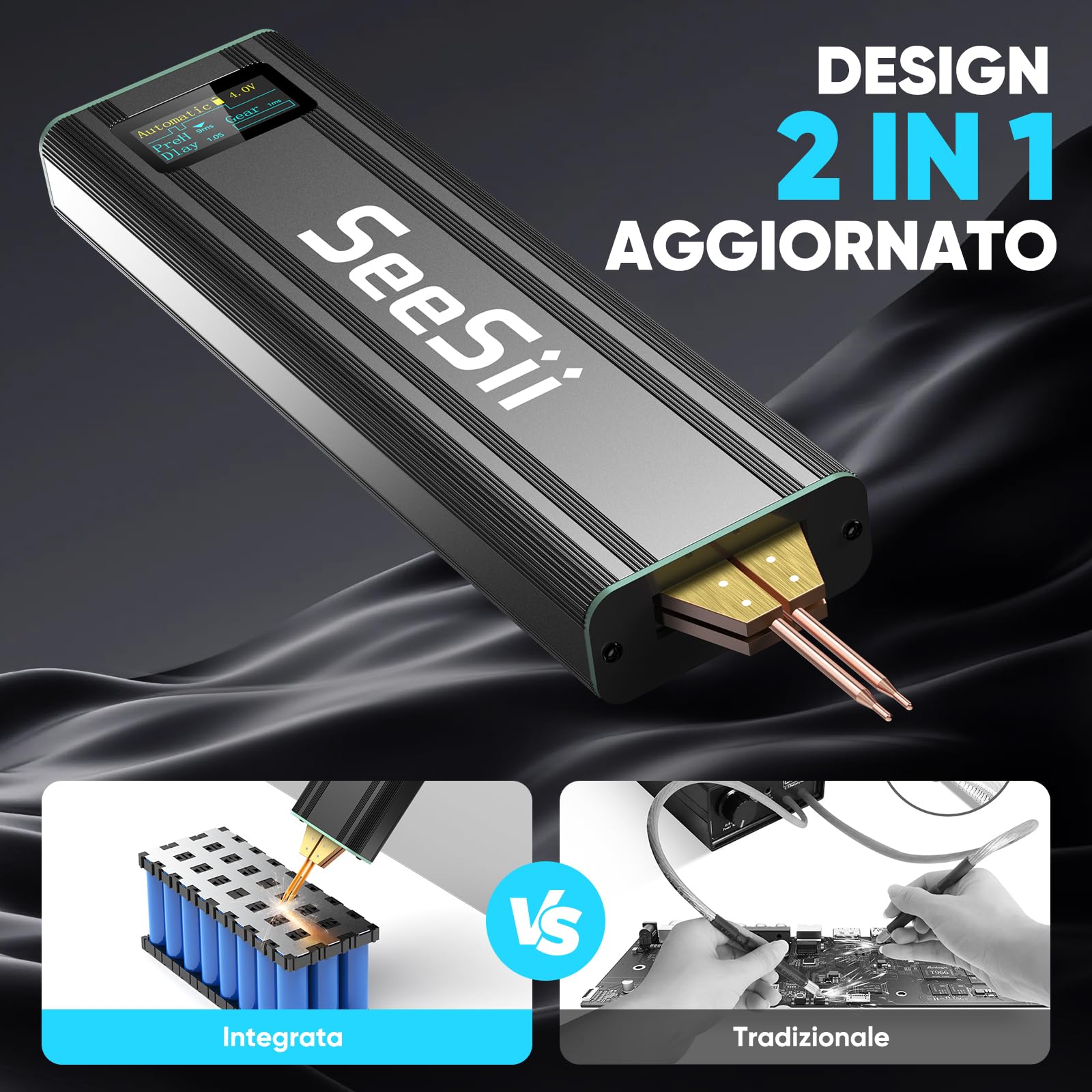 SEESII Saldatrice a Punti per Batterie - SE-209 Mini Saldatore a Punti Portatile Aggiornato 80 Marce con Batteria 5,0 Ah, Spot Welder per Lamiere di Nichel 0,1-0,2 mm, Ferro, Acciaio Inossidabile