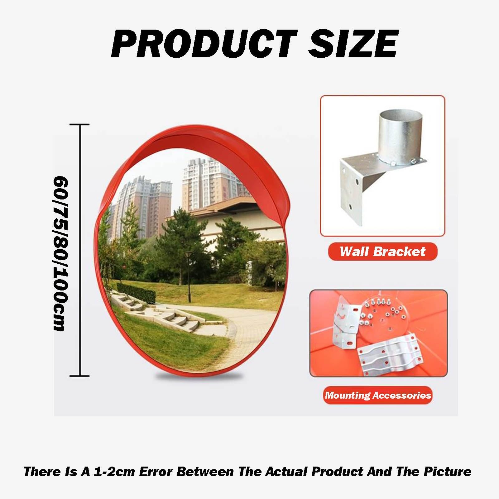 Espejo Convexo con Soporte Ajustable, Espejo de Seguridad de Pared, Gran Angular de 160°, para Garaje, almacén, Punto Ciego, Transparente e irrompible (75 x 75 cm)