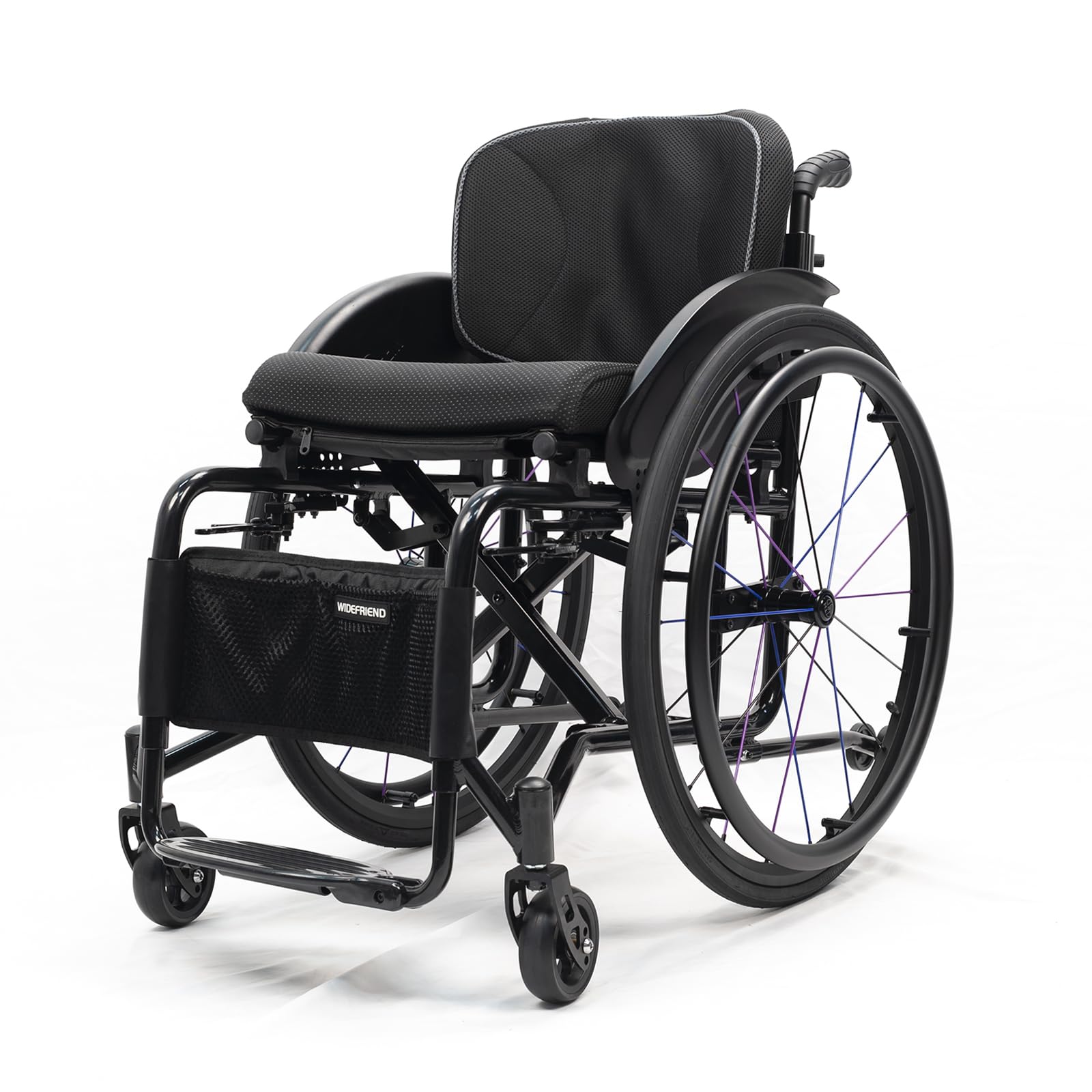 Lekki aluminiowy wózek inwalidzki, składany transport z hamulcami ręcznymi, konstrukcja samobieżna, tylne koła szybkiego zwalniania, szerokość siedziska 42 cm