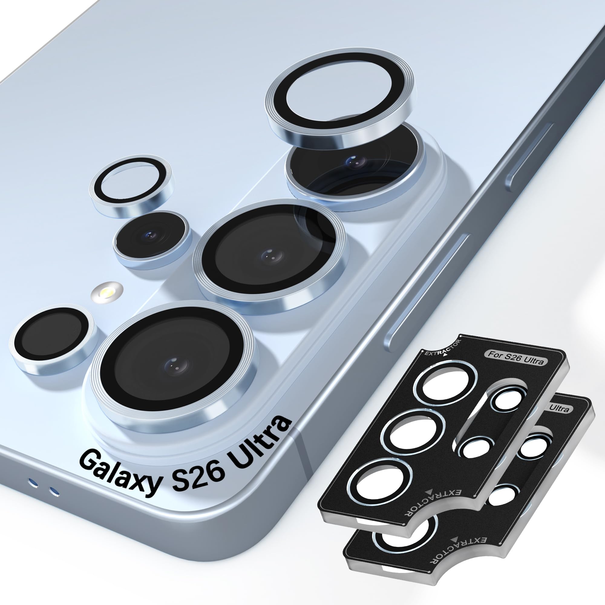 Orzero 9H Glass Camera Lens Protector for Galaxy S26 Ultra-Blue, 2 Set