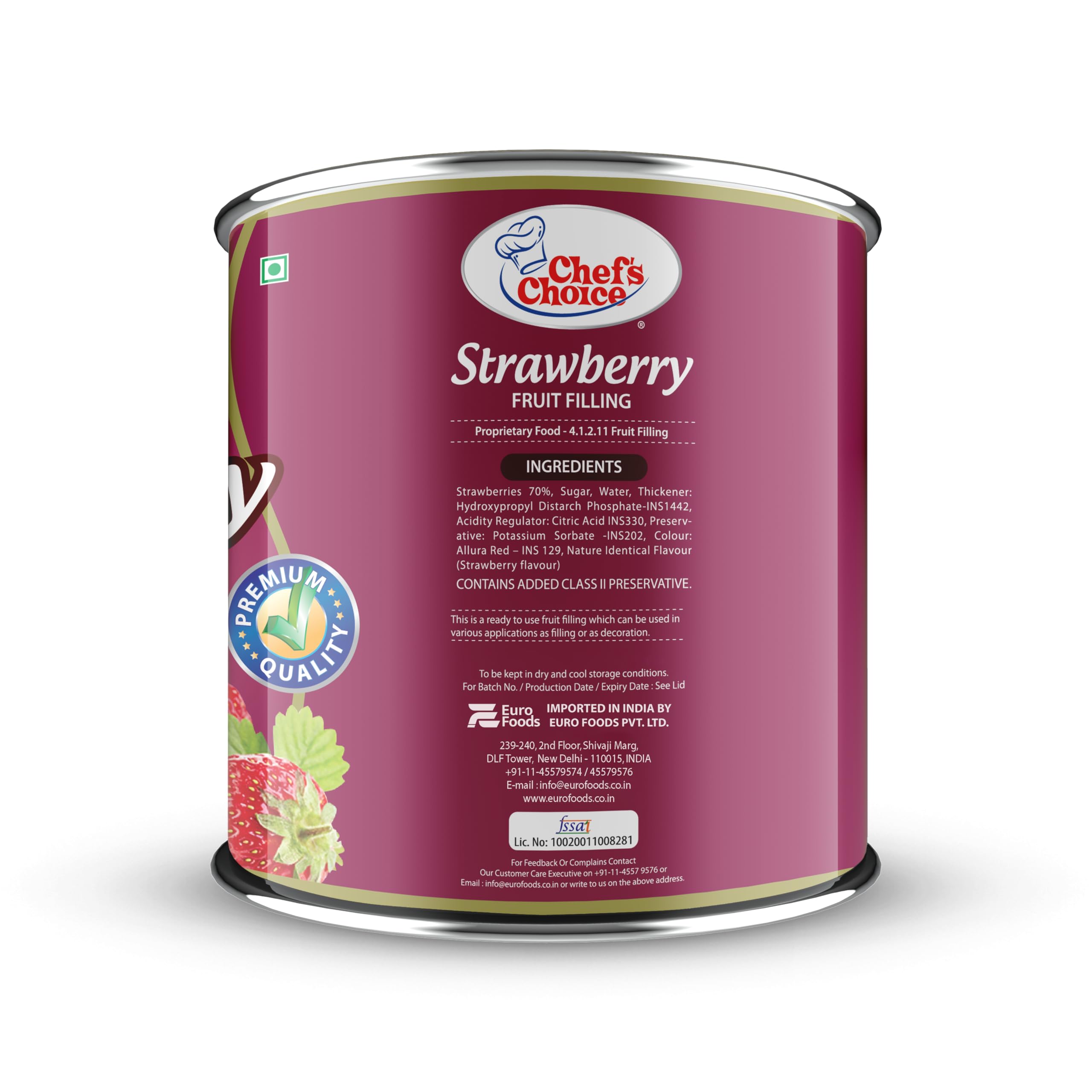 Chef's Choice Strawberry Fruit Filling Can - 2.7 Kg | Product Of Philippines | Strawberry Fruit Filling For Baking And Dessert Preparations | Pack Of 1 1