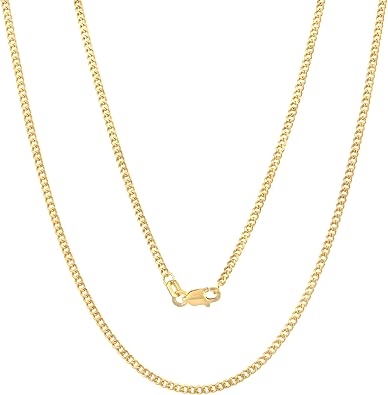 JEWELHEART 14K Yellow Gold Miami Cuban Link Chain Men - 1.85mm 2.15mm 2.85mm 3.85mm 4.4mm 5.35mm Diamond Cut Cuban Curb Chain - Real Gold Necklaces For Women with Lobster Clasp 16" - 24"