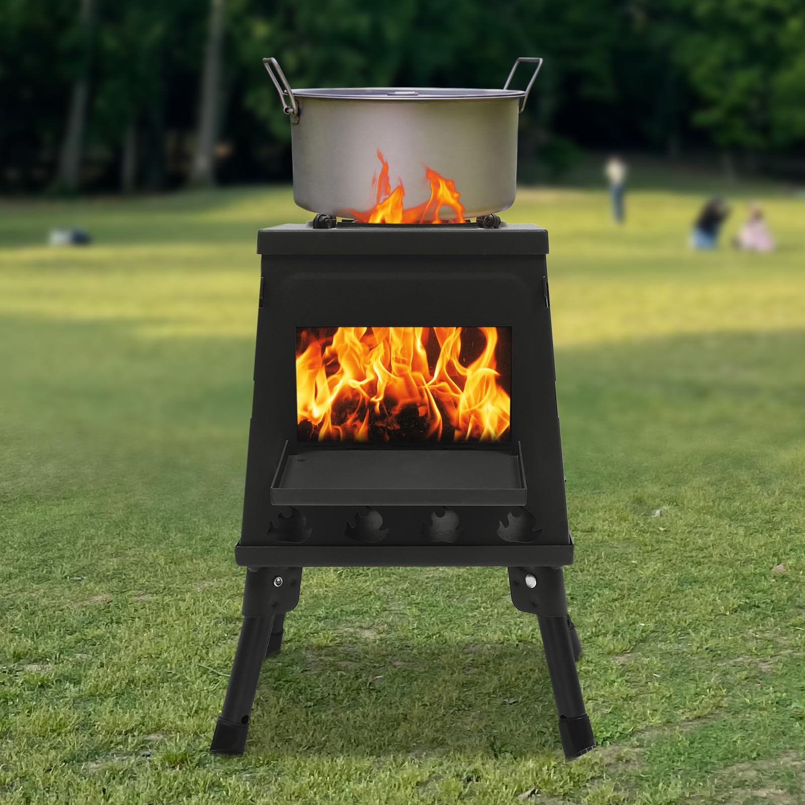 Zeltofen mit Rohr, Zelt Heizungen mit Tragetasche und Brennstab, Verstellbarer Gartenkamin Terrassenofen, Raketenofen für Camping Outdoor Heizung