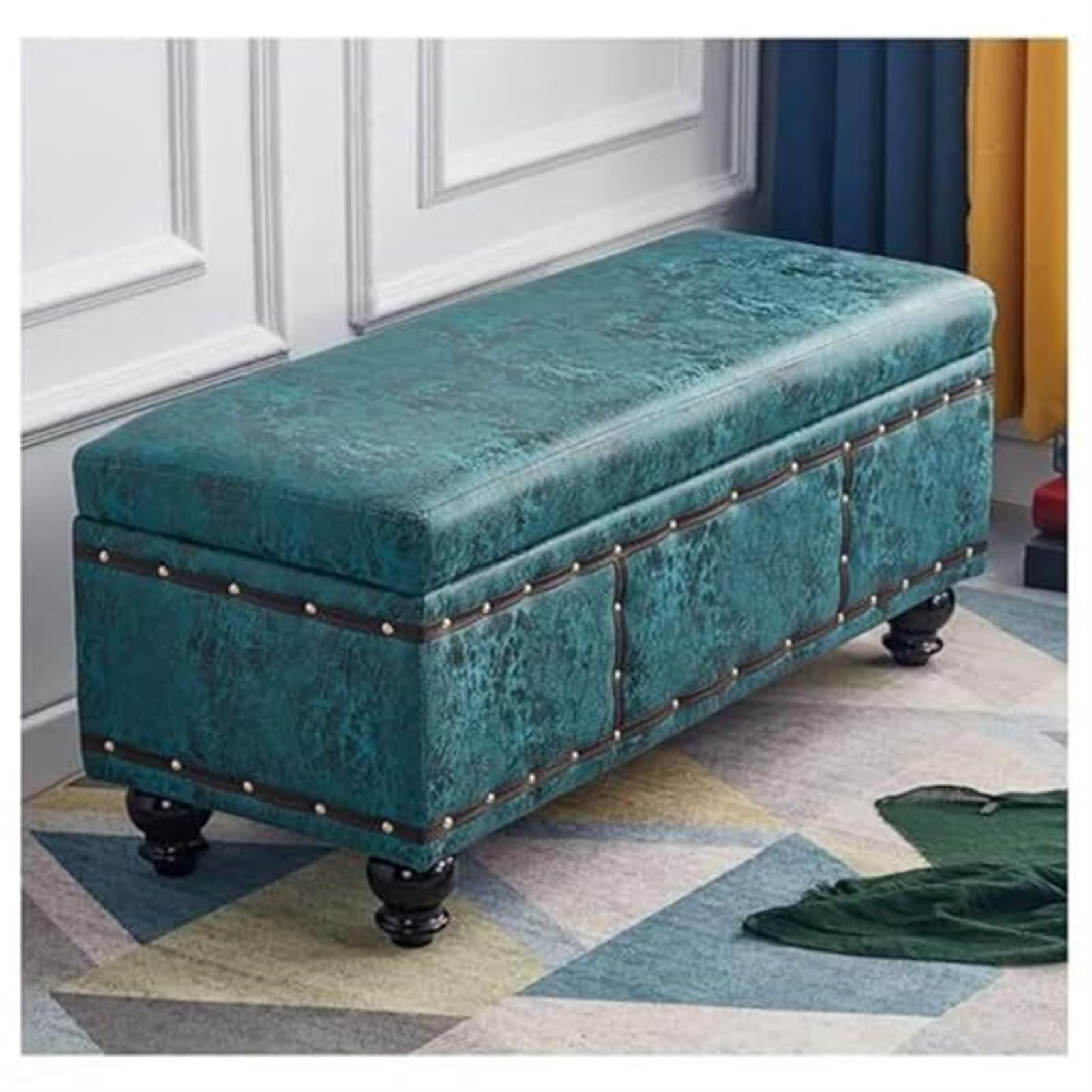 WDSOPK Multifunction Sofa Stool|Storage Stool Doorway Change Shoe Bench|Storage Box Clothing Store|Shoe Store Rest Stool|Long Bench Bedroom Bed End Stool With Technology Waterp,（Bluegreen-40X40X45cm）