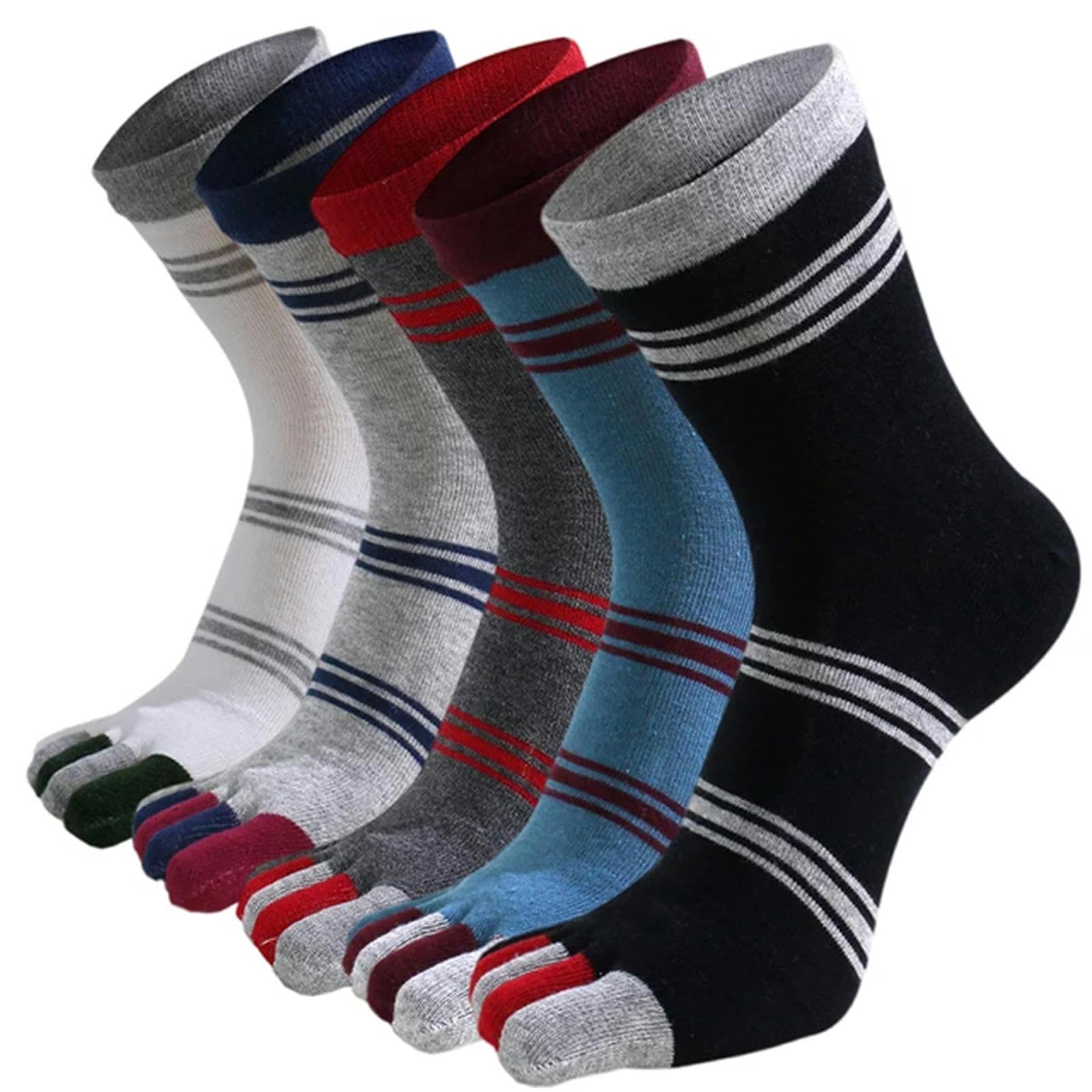 Calzini 5 Coppie di Calzini A Cinque Dita in Cotone Calzini A Strisce Traspirabili A Strisce A Strisce-Stile 8-Us 7-10