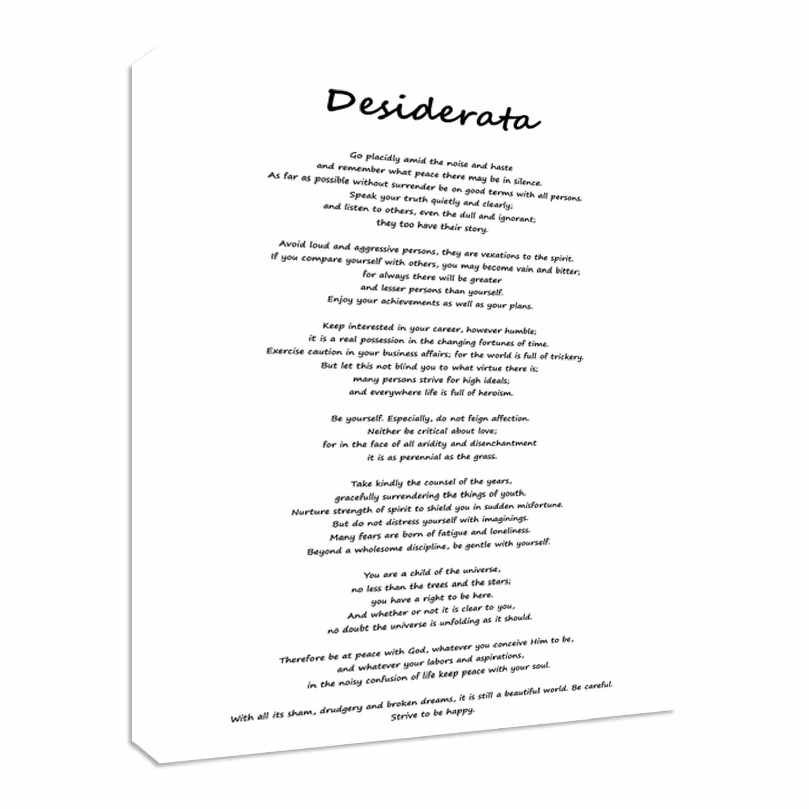 Desiderata Max Ehrmann Poem 12x16 inches | Canvas Art Cheap Wall Print, classic style canvas prints, premium wooden frames