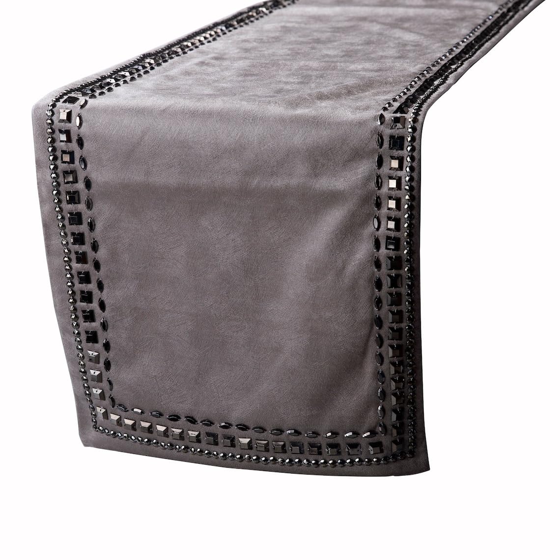 Crystal Decorative Table Runner, Faux Suede Fabric with Crystal Embroidery, 40 x 300 cm Decor Designer Handmade Table Runner - Crystals — image 1