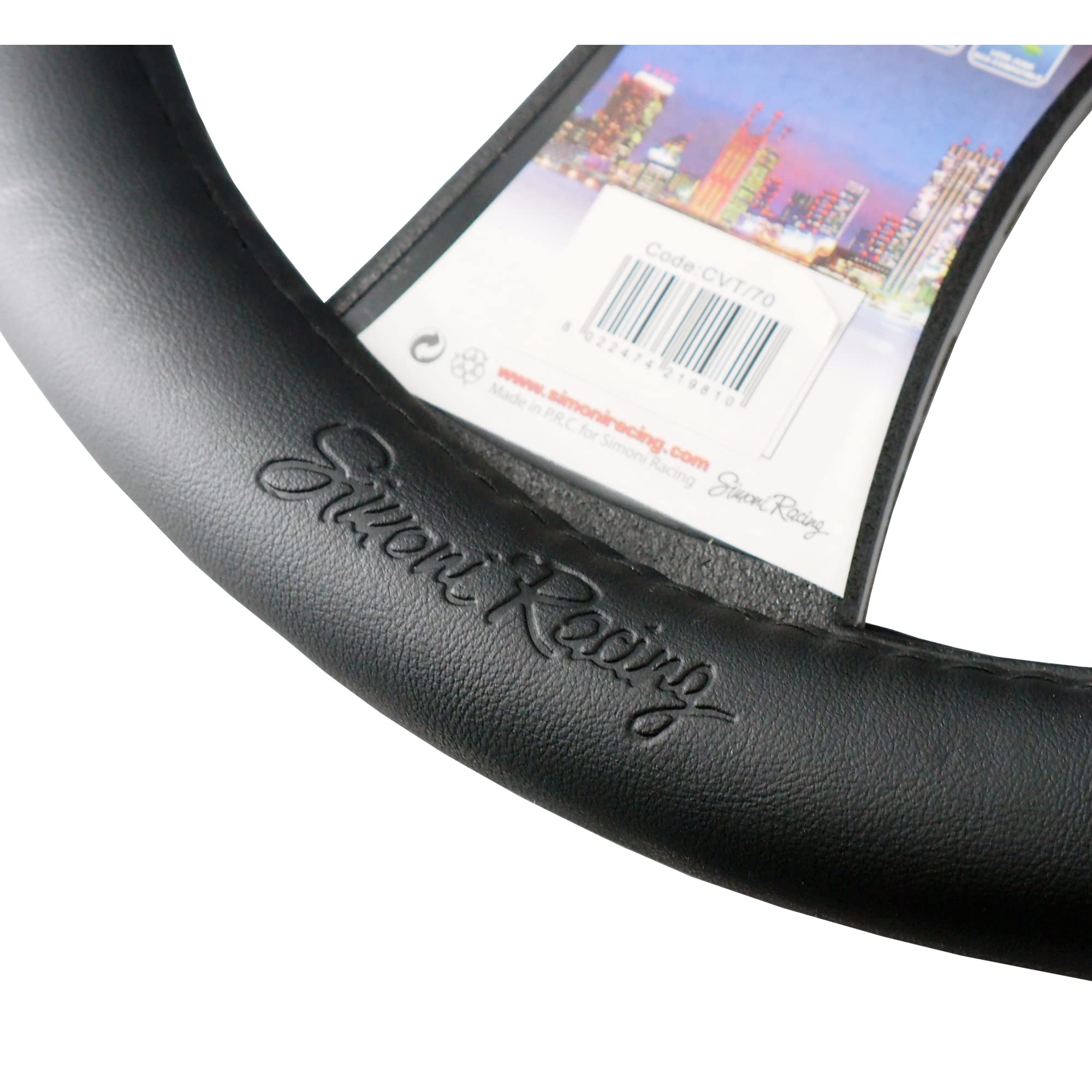 Coprivolante Simoni Racing - Look Carrera Rosso E Nero, Microfibra E Pelle, Diametro 37-39 Cm