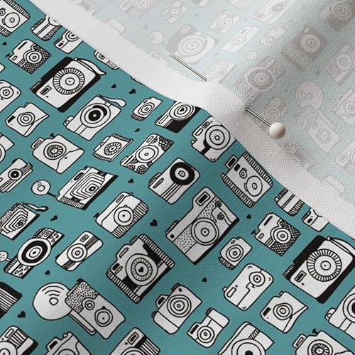 Miniatura 7 de Tela de Spoonflower  Cámara vintage Cool Retro Toy fotografía género azul neutro, pequeño impreso en tela de algodón de la firma de pétalos por The