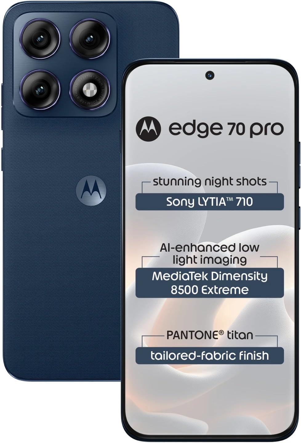 Motorola Edge 70 Pro 5G (Pantone Titan Blue, 12GB RAM, 256GB Storage) | Dimensity 8500 Extreme | 50MP Dual Camera | 6500mAh Battery | 6.8 144Hz AMOLED...
