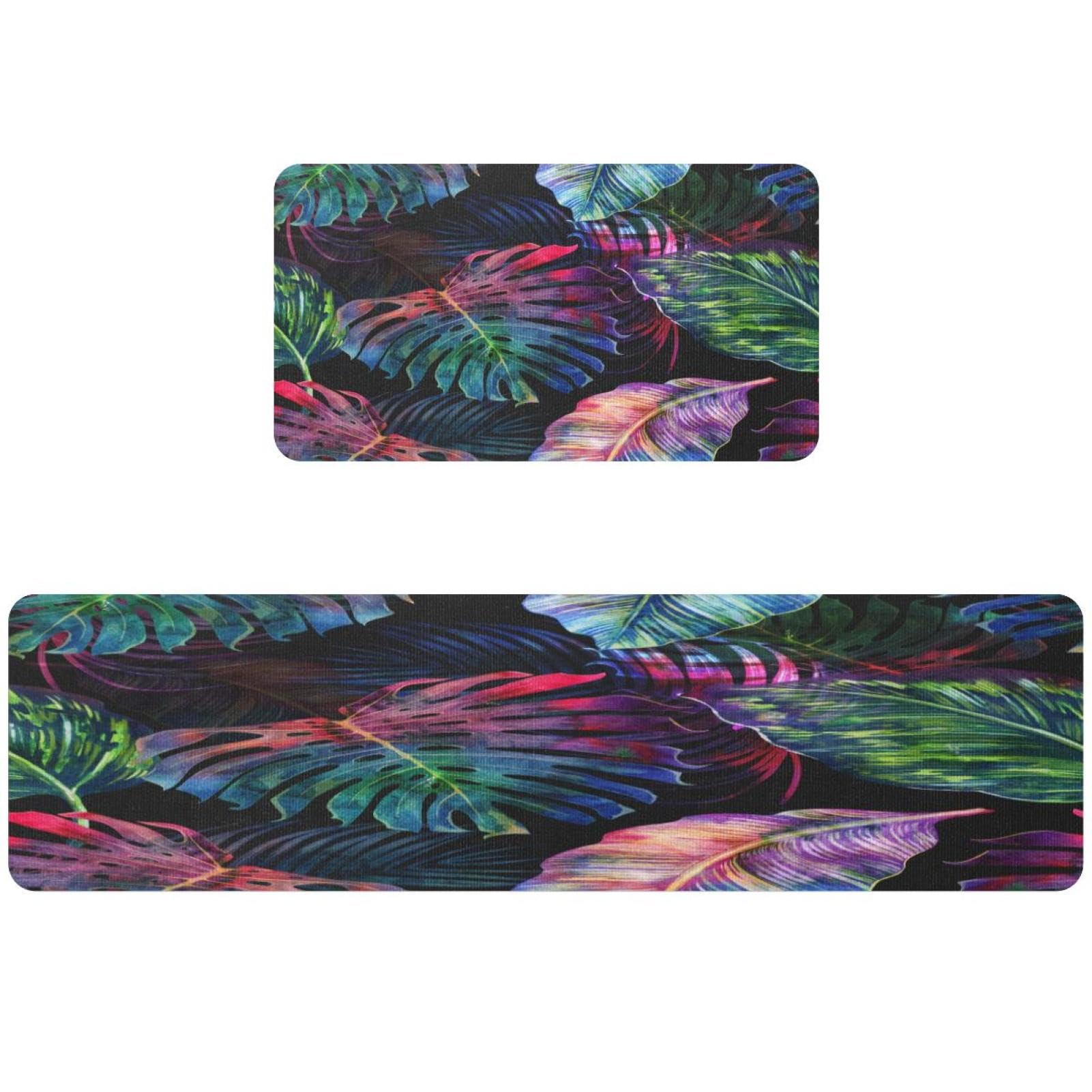 Tapis de cuisine lot de 2 style jungle tropicale lavables et absorbants