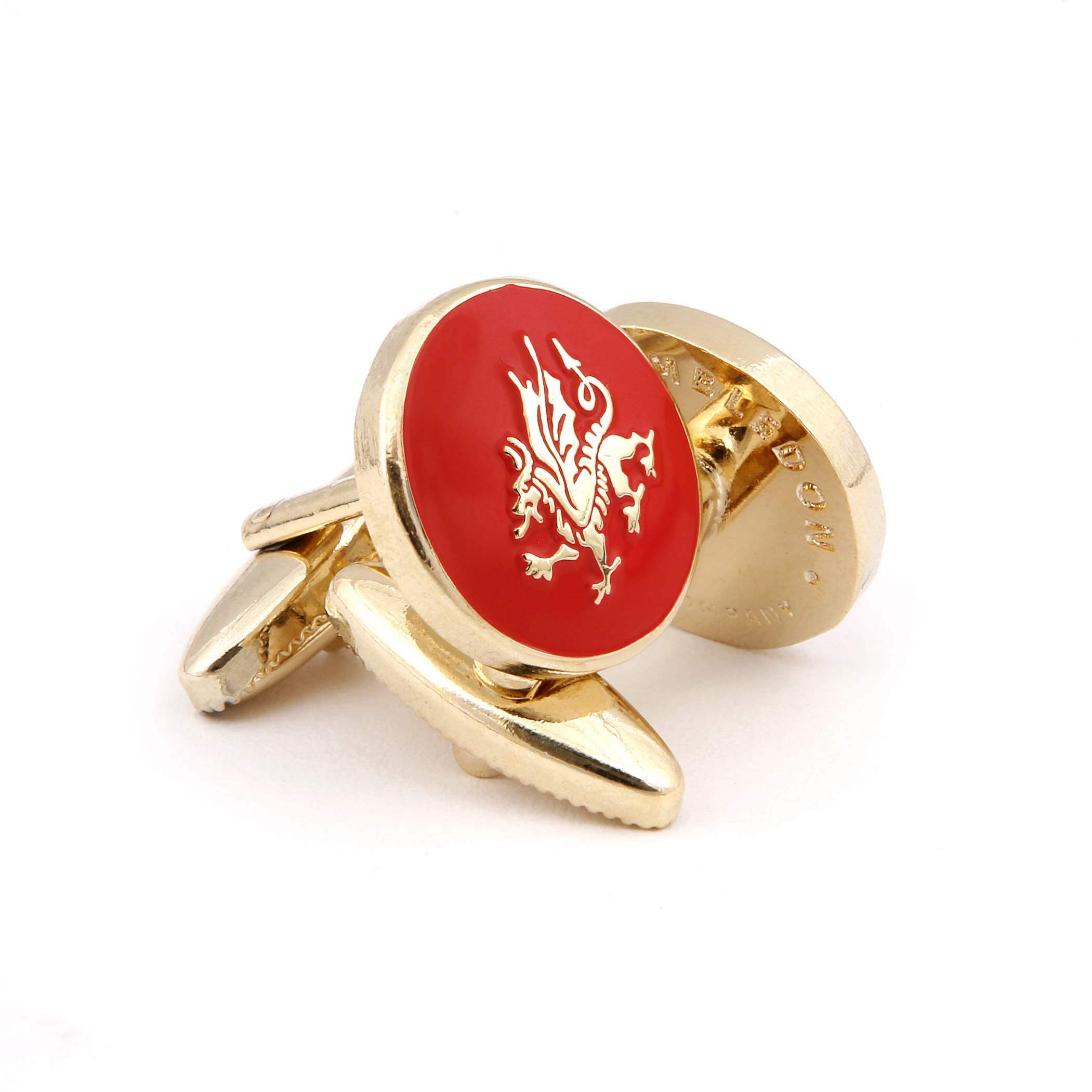 WCC WIMBLEDON CUFFLINK COMPANYThe Welsh dragon Cufflink in red and gold
