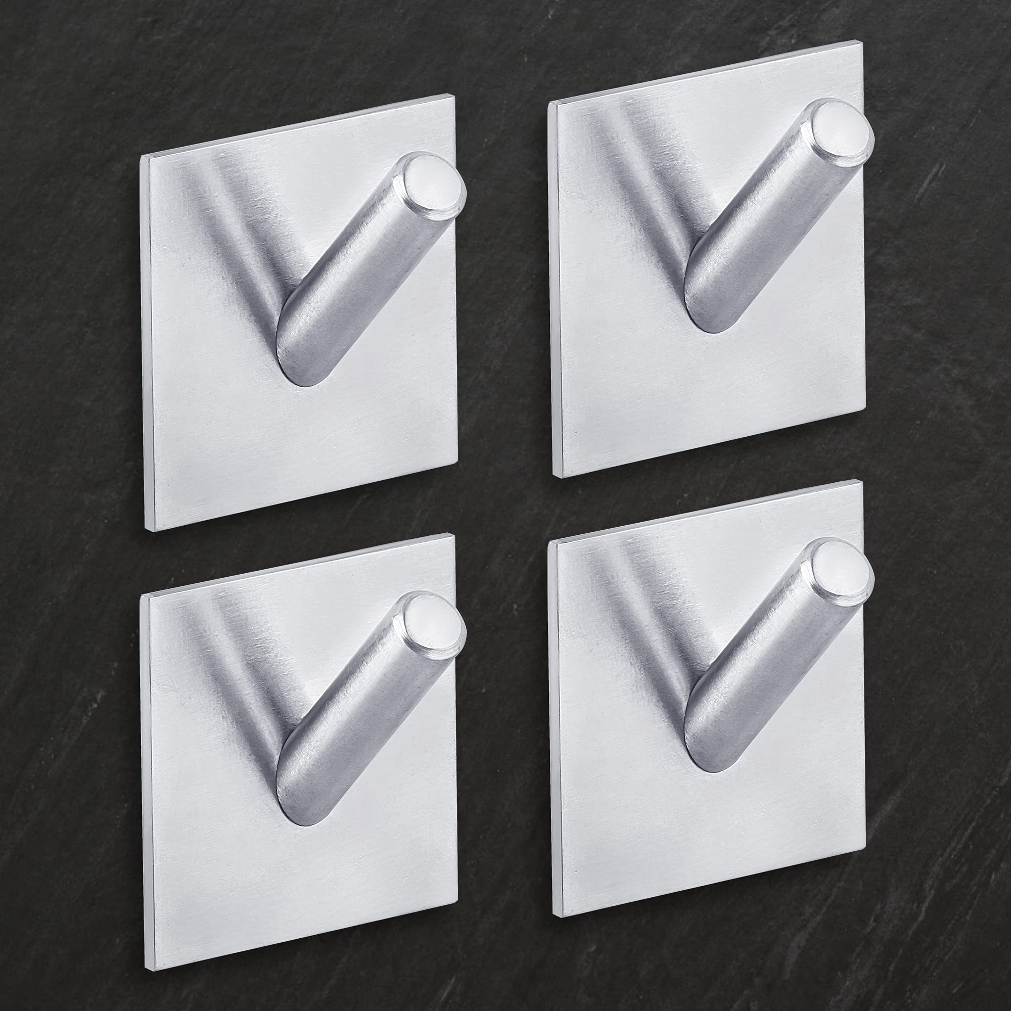 DOCOSS Stainless Steel Strong Self Adhesive Sticker Hooks for Bathroom, Kitchen Wall Holds Up to 3 kg (Pack of 4,Silver-Brush Finish) (B09D9HRV77) Amazon Price History, Amazon Price Tracker